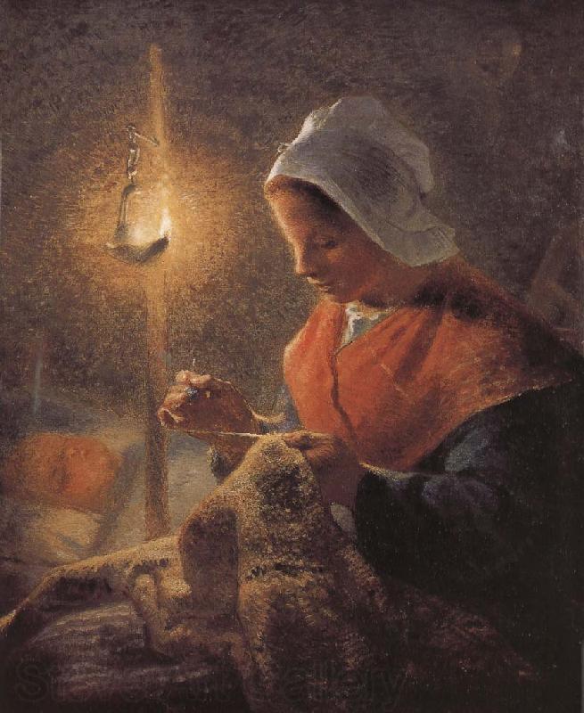 Jean Francois Millet Sewing under the light Norge oil painting art